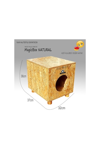 Kedi Kulübesi Profesyonel Magicbox Natural Kedi Evi 32 x 36 x 37 CM