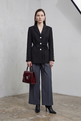 Hiccup My Fashıon Kemerli Krep Blazer Ceket Siyah