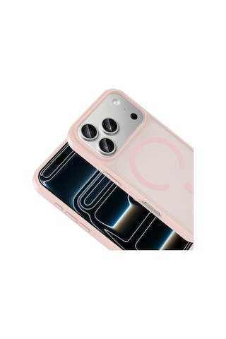 Maks Technology Apple Uyumlu iPhone 18 Pro Max Kılıf M-safe Şarj Özellikli Mkst Babet Kapak - Pembe