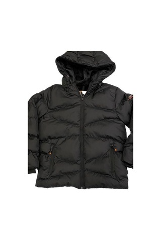 Erkek Çocuk Kapüşonlu Şişme Mont-11053 Siyah