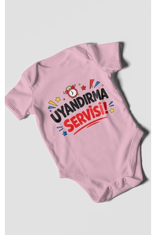 Morivokids Uyandırma Servisi Kısa Kollu Bebek Body %100 Pamuk Koyu Pembe