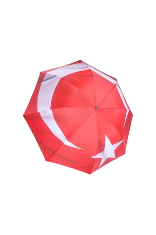 Eleven Markets Bayrak Şemsiye Türk Bayrağı Desenli Manuel Çanta Boy Şemsiye Kırmızı