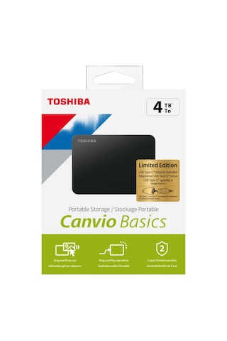 Toshiba Canvio Basics HDTB440EK3CB 4 TB 2.5" USB 3.2 Gen 1 Taşınabilir Disk + Type-C Adaptör