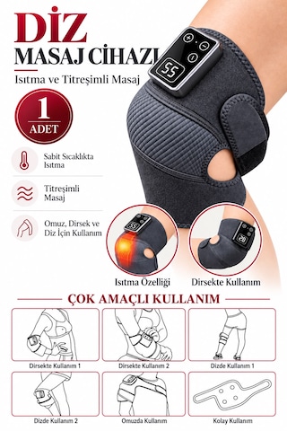 Isıtmalı Titreşimli Diz Masaj Cihazı Eklemler İçin Dijital Ekranlı Şarjlı Masaj Aleti