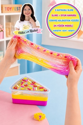 Jelly Cakes Lemonade Lush Squishy 3 Katmanlı Sıkmalık Sürpriz Yüzüklü Pasta Dilimli Duyusal Slime Çok  Renkli