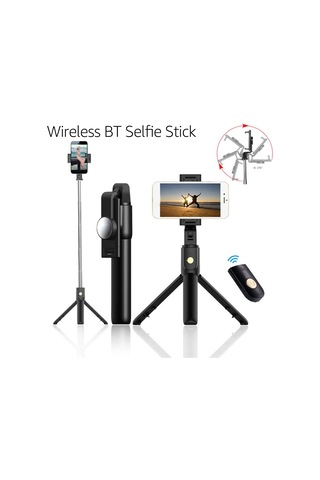 Kangvka K10 Çelik Ayarlanabilir Selfie Çubuğu - 360 Döner Telefon Tutucu, 7.64-27.6 İn Uzunluk Aralığı, Siyah Siyah