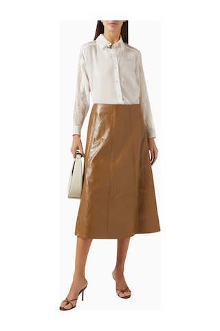 Marella Coated Twill Flared Midi Etek, Modern Ve Şık Tasarım Kahverengi