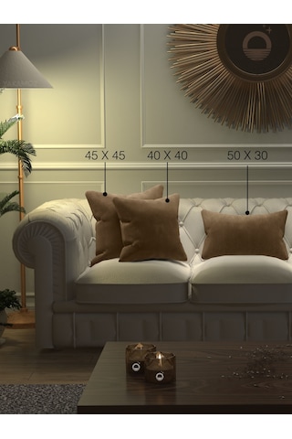 Br Yakamoz Kaju Rengi Kırlent , Yastık Kılıfı Kadife Görünümlü Velvet Touch Serisi Kaju Rengi