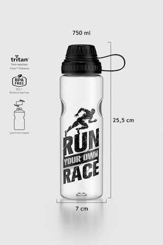 Renga Ege Yazı Desenli 750 Ml Tritan Matara 912067 Siyah Siyah
