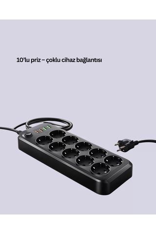 Termal Akım Korumalı Usb Type-c Girişli 10'lu Grup Priz 2500w Güç Kapasitesi Kopya 1 - 3 M