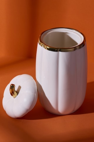 Kabak Porselen L Kapaklı Kavanoz 23x12.4 Cm Beyaz