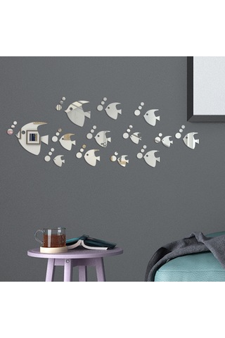 Aubyhe Tropikal Balık Desenli 13'lü Plastik Ayna Duvar Sticker Seti - Ev Dekorasyonu Arka Plan Duvarı, Hafif, Kolay Kurulum, Kaldırılabilir Çok Renkli