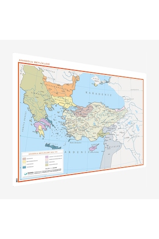 Gürbüz Anadolu Beylikleri Tarih Haritası 70X100CM