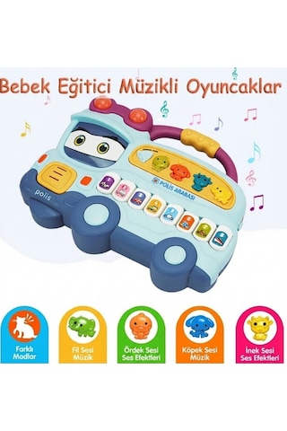 Eğitici Müzikli Işıklı Piyano Otobüs - Hayvan Sesli Ve Notalı Bebek Aktivite Oyuncağı