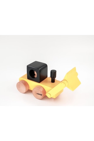 Ahşap Dozer Sarı Oyuncak Naturel Doğal Organik Çocuk Oyuncağı