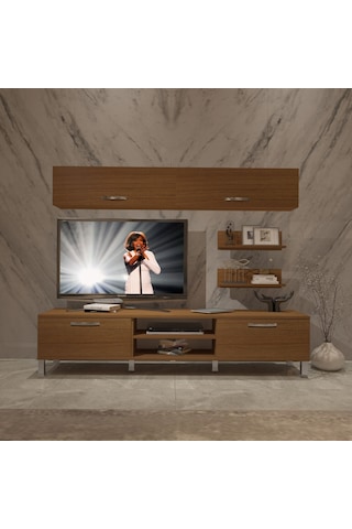 Decoraktiv Eko 5 Mdf Dvd Krom Ayaklı Tv Ünitesi Tv Sehpası Ceviz