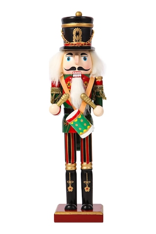 Konesam 30cm Ahşap Savaşçı Figürü, Elle Boyanmış, Açılabilir Ağız, Noel Dekorasyonu, Ev Zırhlama, Hediye Özel Davulcu