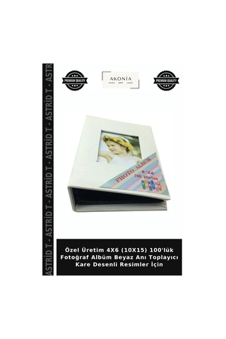Özel Üretim 4x6 10x15 100'lük Fotoğraf Albüm Beyaz Anı Toplayıcı Kare Desenli Resimler İçin