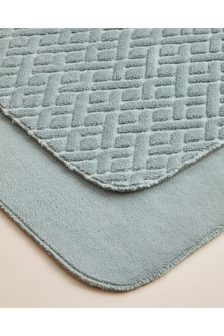 English Home Gridline Kaydırmaz Taban Banyo Paspası Seti 60x80 Cm + 40x60 Cm Koyu Yeşil