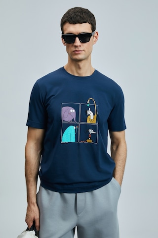 Lufian Funky Modern Grafik T- Shirt Lacivert Lacivert 111020254100200 Lacivert
