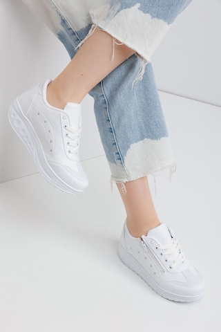 Kadın Beyaz Spor Ayakkabı 6 Cm Yüksek Rahat Taban Günlük Sneaker X300 Beyaz