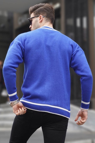 Madmext Saks Erkek Triko Hırka 6314 Saks