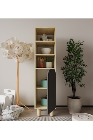 Parma 1 Kapaklı Mutfak Dolap, Kahve Köşesi, Çok Amaçlı Dolap Safir Meşe-antrasit