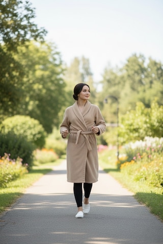 Lumor Şal Yaka Wellsoft Peluş Yumuşak Sabahlık Bej Bej