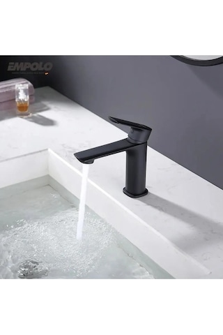 Faumix Siyah Aç Kapa Sıcak Soğuk Su Girişli Lavabo Bataryası
