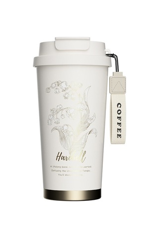 Tuomeng Yeni Yüksek Görünümlü 316 Astarlı Termos Bardak Pipetli Bardak 530ml Beyaz