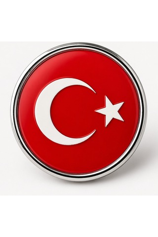 Türkiye Turkey Bayrak Rozeti - Paslanmaz Çelik Yuvarlak Yaka Rozeti Çok Renkli