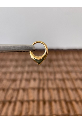 316 L Cerrahi Çelik Anti Alerjik V Model 8 Mm X 1.2mm Altın Kilitli Halka Piercing Gold