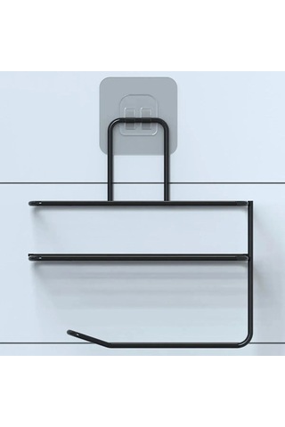 Zmc Bilişim Kendiliğinden Yapışkanlı Tuvalet Kağıdı Tutacağı Ve Yedek Raf - Siyah Modern Metal Tasarım Çok Renkli