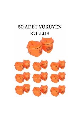 50 Adet Yürüyen Kolluk, Turuncu Renk Çok Adetli Kolluk, Toptan Kolluk, Toplu Adet Yüzme Kolluğu Turuncu