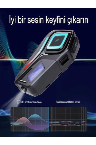 Ip68 Su Geçirmez Fm Radyolu Fenerli Hd Lcd Ekran İnterkom Bluetoo