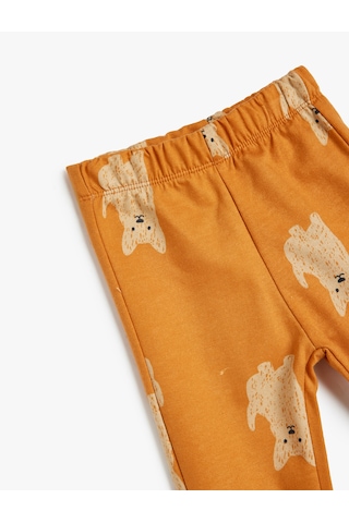 Koton Basic Jogger Eşofman Altı Beli Lastikli Dokulu Pamuklu Turuncu Desenli 5wmb40099tk Turuncu