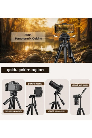140 Cm Profesyonel Telefon Kamera Tutucu Çantalı Tripod 360 Döner Başlıklı Hafif Taşınabilir Siyah
