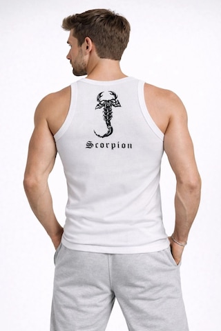 Assema Erkek Spor Fitilli Atlet 2'li Set Kahverengi Ve Beyaz Slim Fit Kaşkorse Arka Baskılı Spor Atlet Çok Renkli
