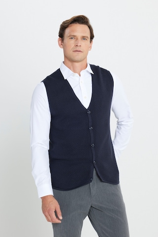 AC&Co / Altınyıldız Classics Erkek Lacı Pamuklu Standart Fit Normal Kesim V Yaka Jakarlı Triko Yelek Lacı