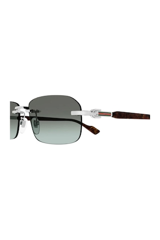Gucci Gg 1221s 008 56 Unisex Dikdörtgen Gri Metal Güneş Gözlüğü Gri