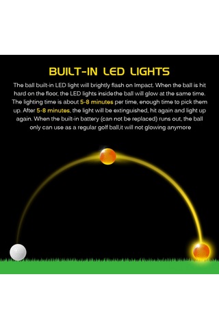 Qingmipy 6 Adet Golf Işık Topu Led Aydınlatmalı Yüksek Elastik Antrenman Ve Maç Topları Çeşitli Renkler Çok Renkli