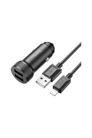 Hoco Z49 Çift Usb Araç Şarj Başlığı + İphone Lightning Kablo