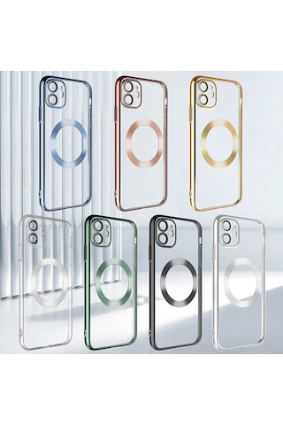 Apple Uyumlu iPhone 11 Kılıf Wireless Şarj Özellikli Sert Pc Zore Riksos M-safe Kapak Sierra Mavi