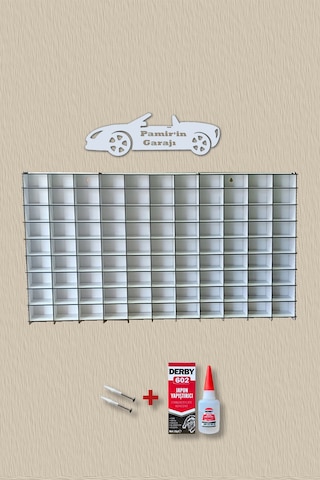 Ahşap Dekoratif Duvar Araba Rafı Düz (99 Araçlık)