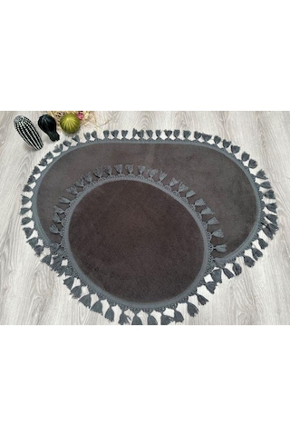 My Evilla Modern Simirna Dekoratif Peluş Oval Ponpon Saçaklı Klozet Takımı 001