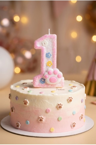 Pati Figürlü Pembe Rakam Mum Doğum Günü Pasta Süsü