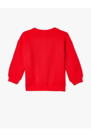 Koton Sweatshirt Slogan Baskılı Bisiklet Yaka Uzun Kollu Şardonlu Kırmızı 5wkg10496ak Kırmızı