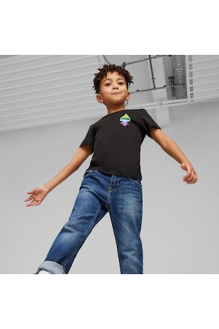 Puma Puma X Trolls Erkek Çocuk Siyah Yuvarlak Yaka Tişört Siyah