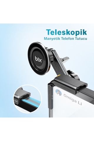Bix Tch03 Çok Açılı Ayarlanabilir Araç Carplay Ekranı İçin Teleskopik Manyetik Telefon Tutucu 1 Adet