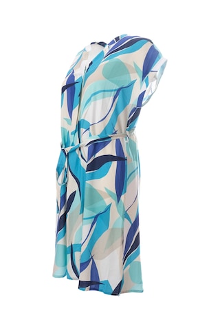 Canel Midi Boy Günlük Elbise - Kısa Kol, Kemerli, Desenli - Yazlık Çok Renkli